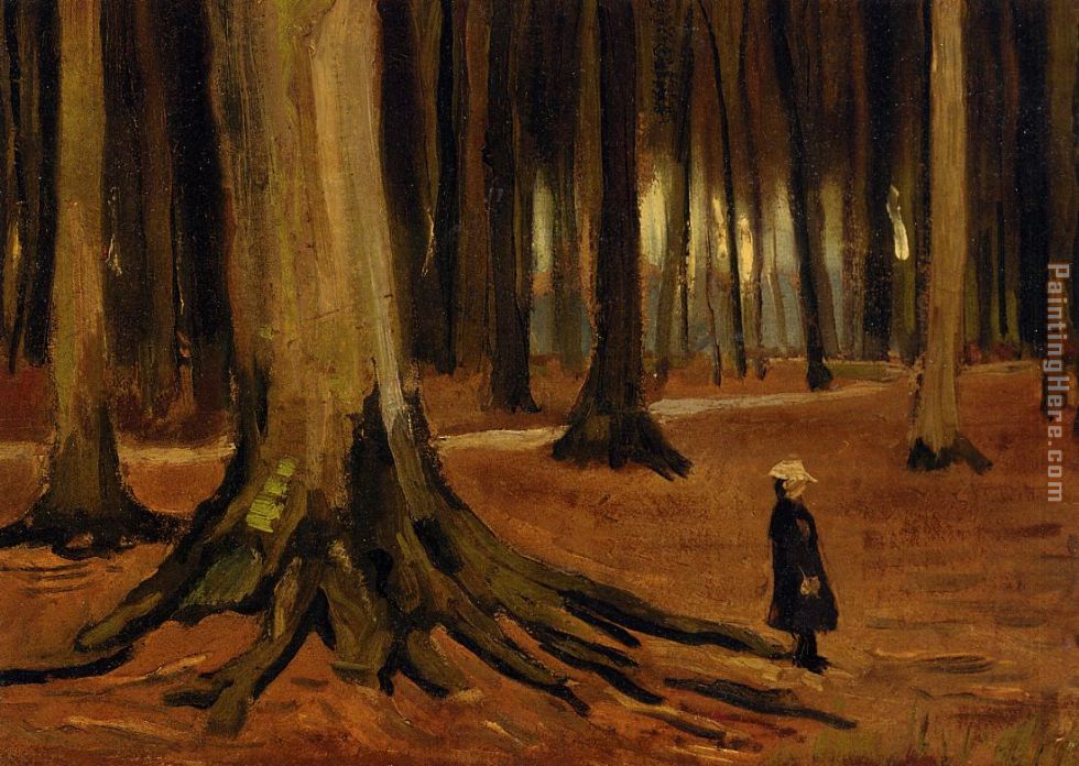 Girl in the Woods painting - Vincent van Gogh Girl in the Woods art painting